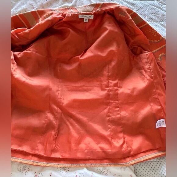 Coldwater Creek  Orange Southwestern Aztec Blazer Fitted Jacket 12 Petite EUC - Picture 8 of 15